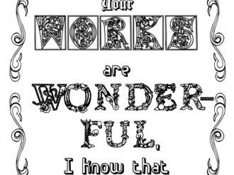 Printable Psalm 139:14b-18 Scripture coloring page PDF