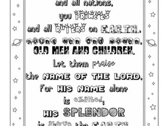 Printable Psalm 148:11-13 Scripture coloring page PDF