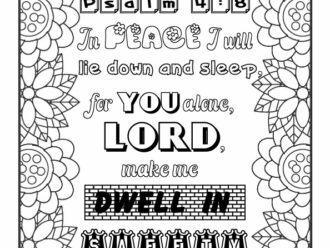 Printable Psalm 4:8 Scripture coloring page PDF