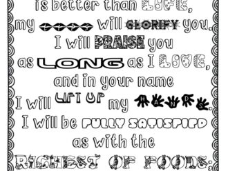 Printable Psalm 63:3-5 Scripture coloring page PDF