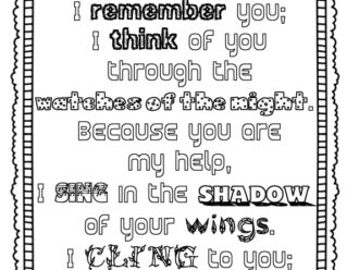 Printable Psalm 63:6-8 Scripture coloring page PDF