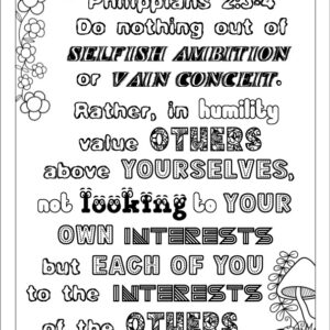 Printable Philippians 2:3-4 Scripture coloring page PDF