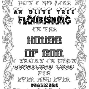 Printable Psalm 52:8 Scripture coloring page PDF