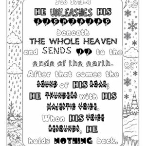 Printable Job 37:3-6 & 9-12 Scripture coloring page PDF